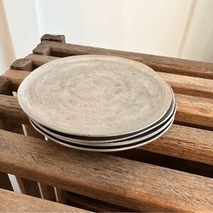 Vintage Pewter Coaster Plates Candle Holders Set of 4 Made In USA 4.5” Diameter